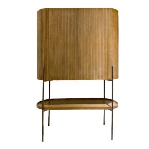 Image 7: Fluted wooden cabinet with metal base frame in Singapore